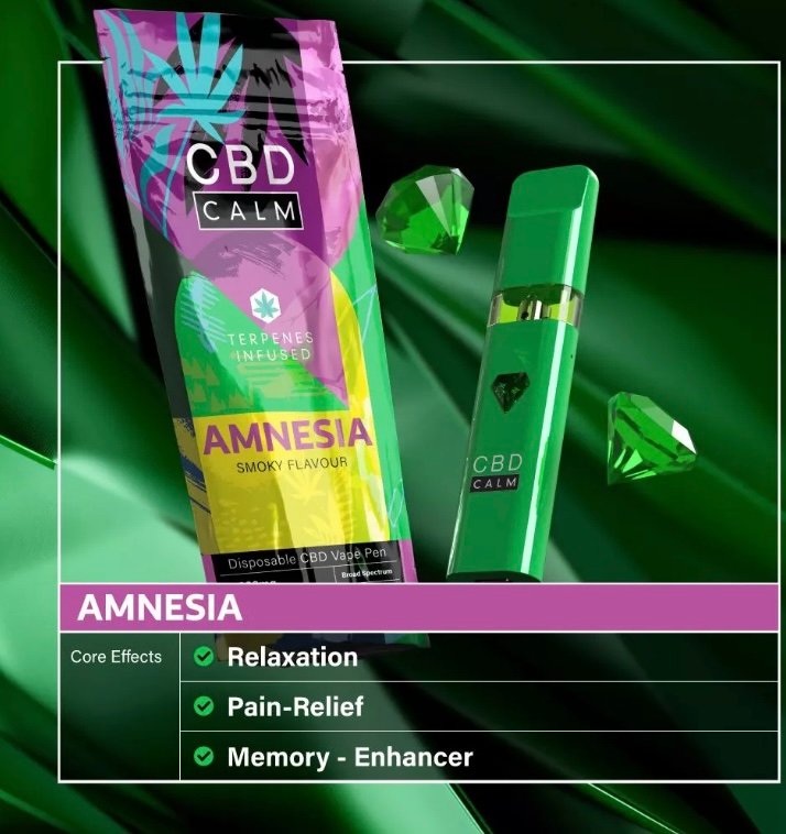 Amnesia – CBD Terpenes 1800mg Disposable Vape | CBD Calm - Image 2