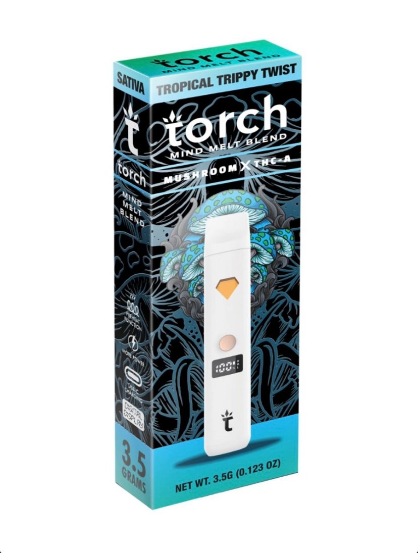 Tropical Trippy Twist Torch Mind Melt Mushroom x THC-A Blend White Series Vape 3.5G