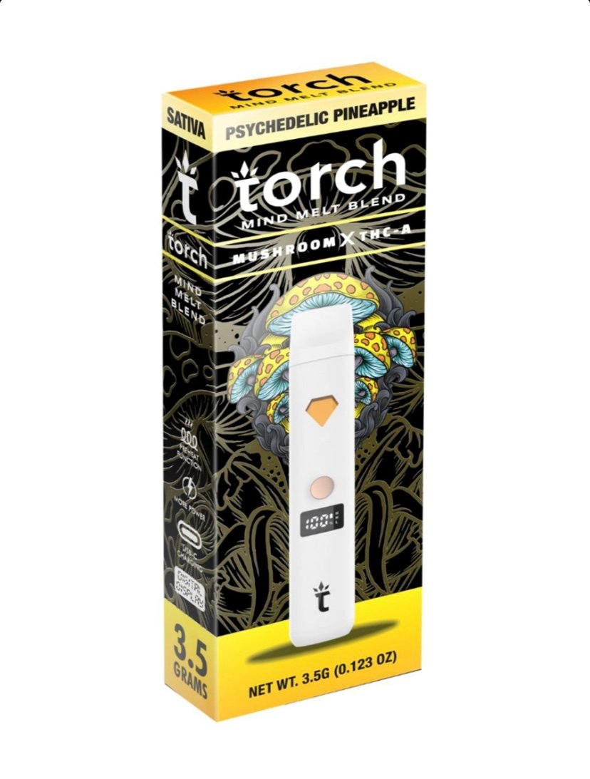 Psychedelic Pineapple Torch Mind Melt Mushroom x THC-A Blend White Series Vape 3.5G