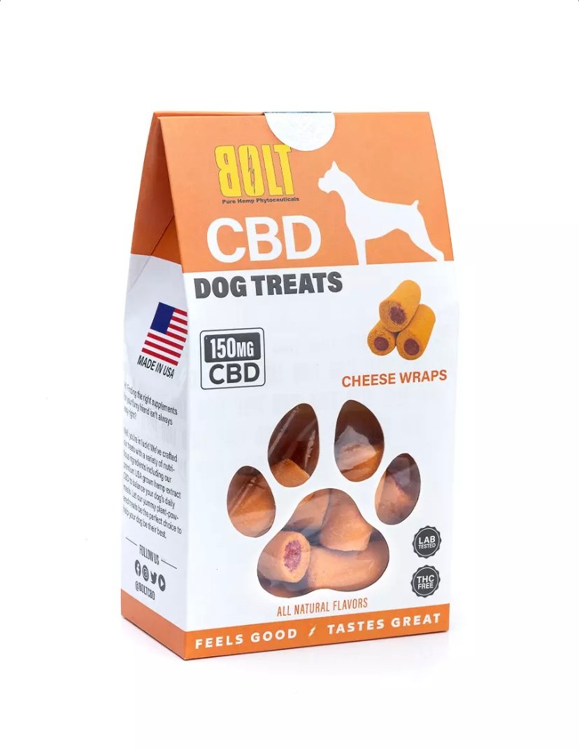 Cheese Wraps Bolt CBD Dog Treats 150mg