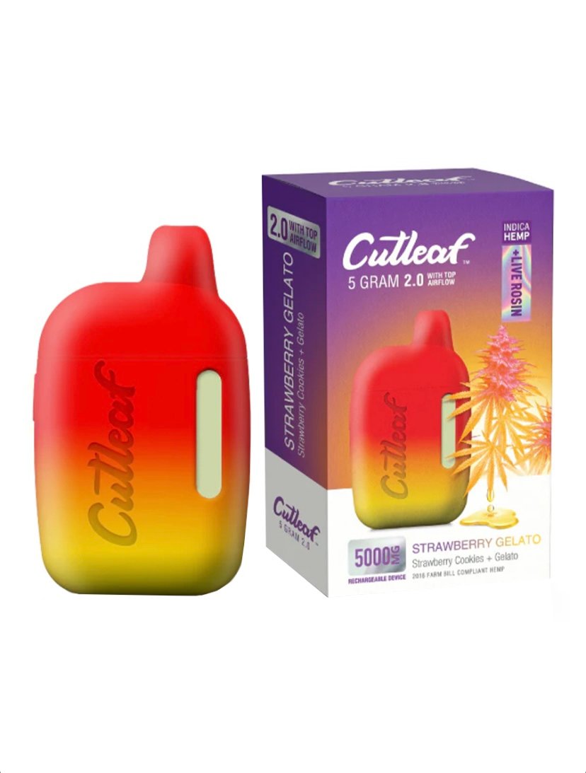 Strawberry Gelato Indica Cutleaf Live Rosin Disposable Vape 5G