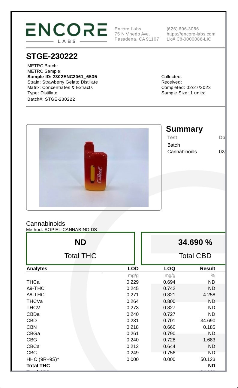 Strawberry Gelato Indica Cutleaf Live Rosin Disposable Vape 5G - Image 2